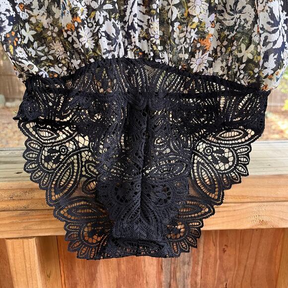 Free People Intimately Say It To Me Floral Print Bodysuit Black Combo Size XS - Picture 7 of 13